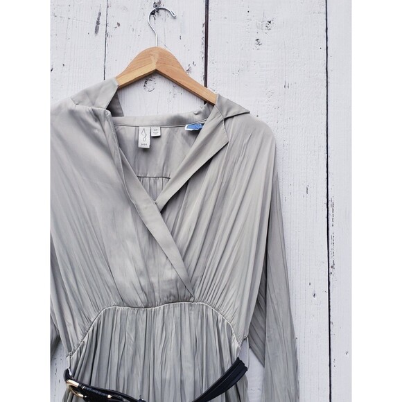 Joie Women Sage Green Long Sleeve Collared Belted Relaxed Jumpsuit Sz S - Picture 7 of 11